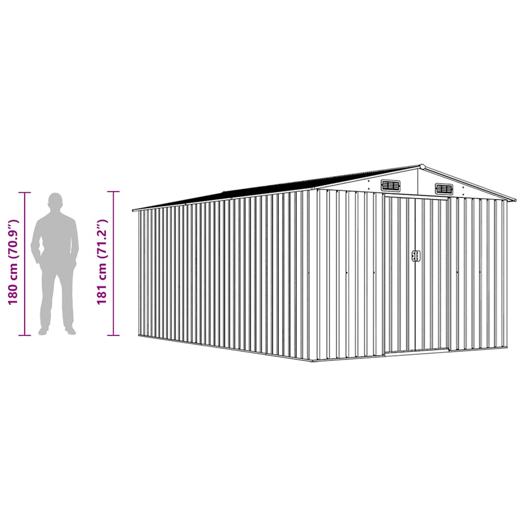 Casetta da Giardino 257x392x181 cm in Metallo Grigio