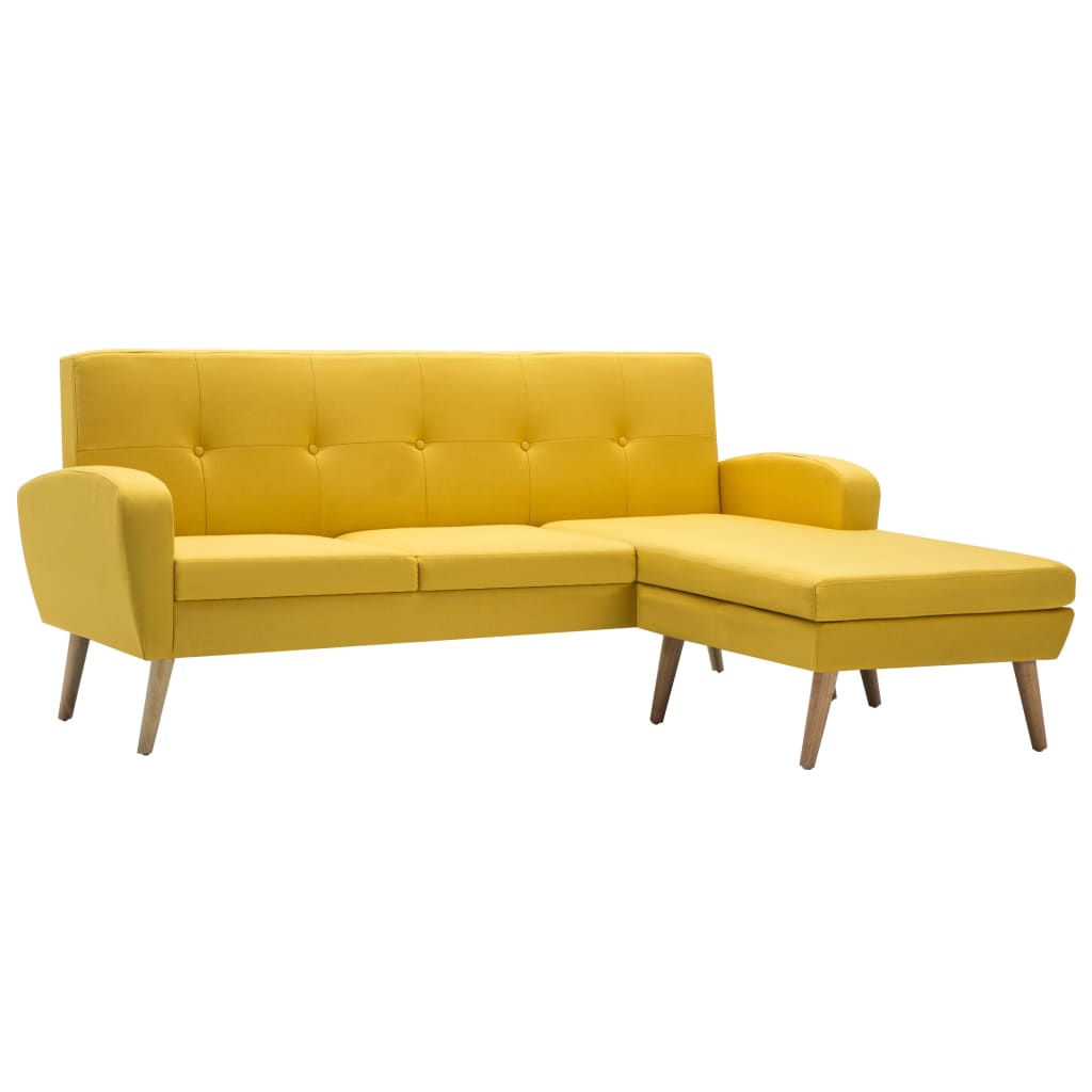 Divano a L con Rivestimento in Tessuto 186x136x79 cm Giallo