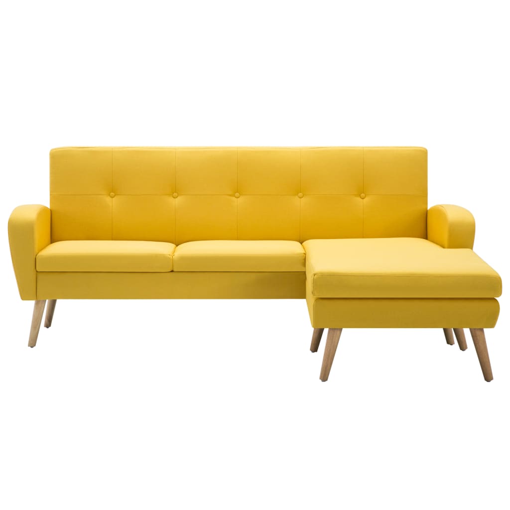 Divano a L con Rivestimento in Tessuto 186x136x79 cm Giallo