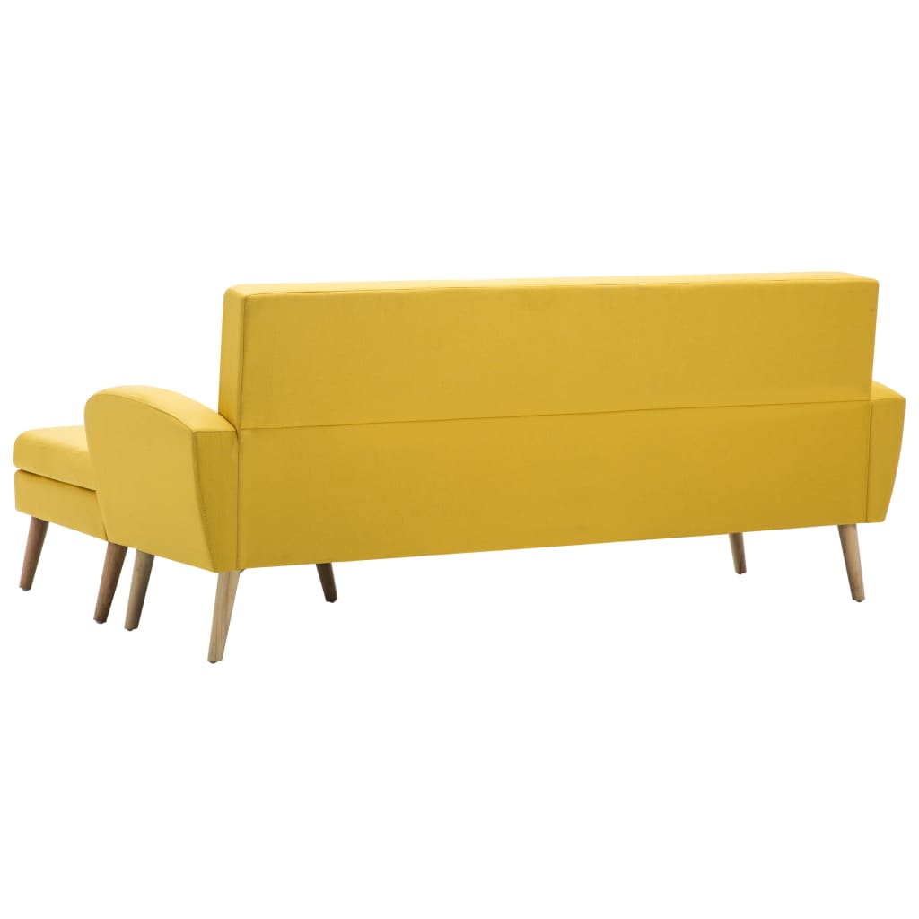 Divano a L con Rivestimento in Tessuto 186x136x79 cm Giallo