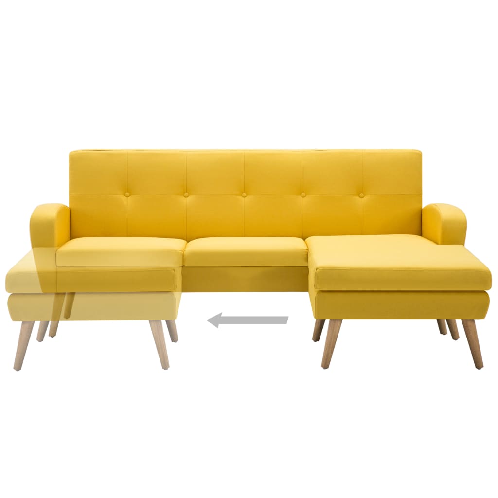 Divano a L con Rivestimento in Tessuto 186x136x79 cm Giallo