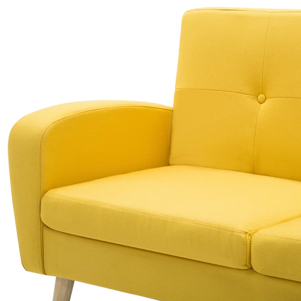 Divano a L con Rivestimento in Tessuto 186x136x79 cm Giallo