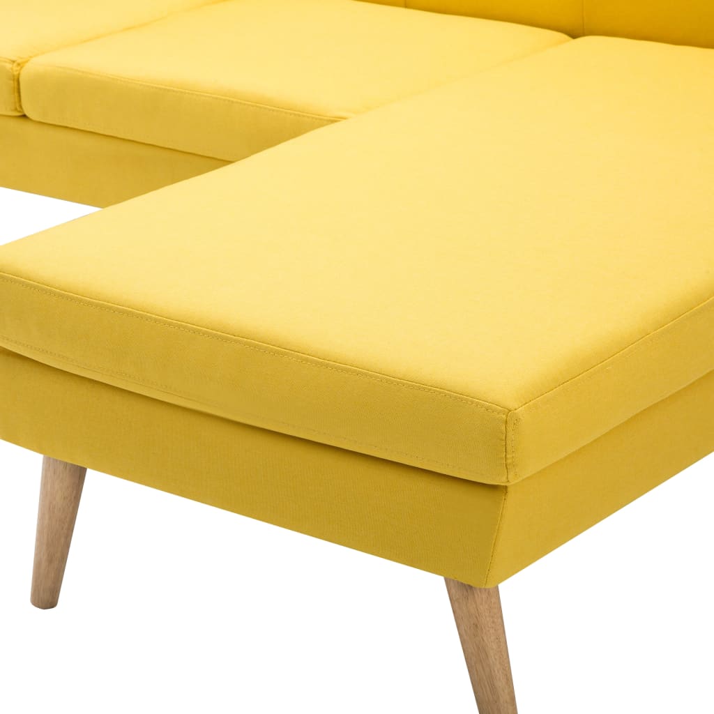 Divano a L con Rivestimento in Tessuto 186x136x79 cm Giallo