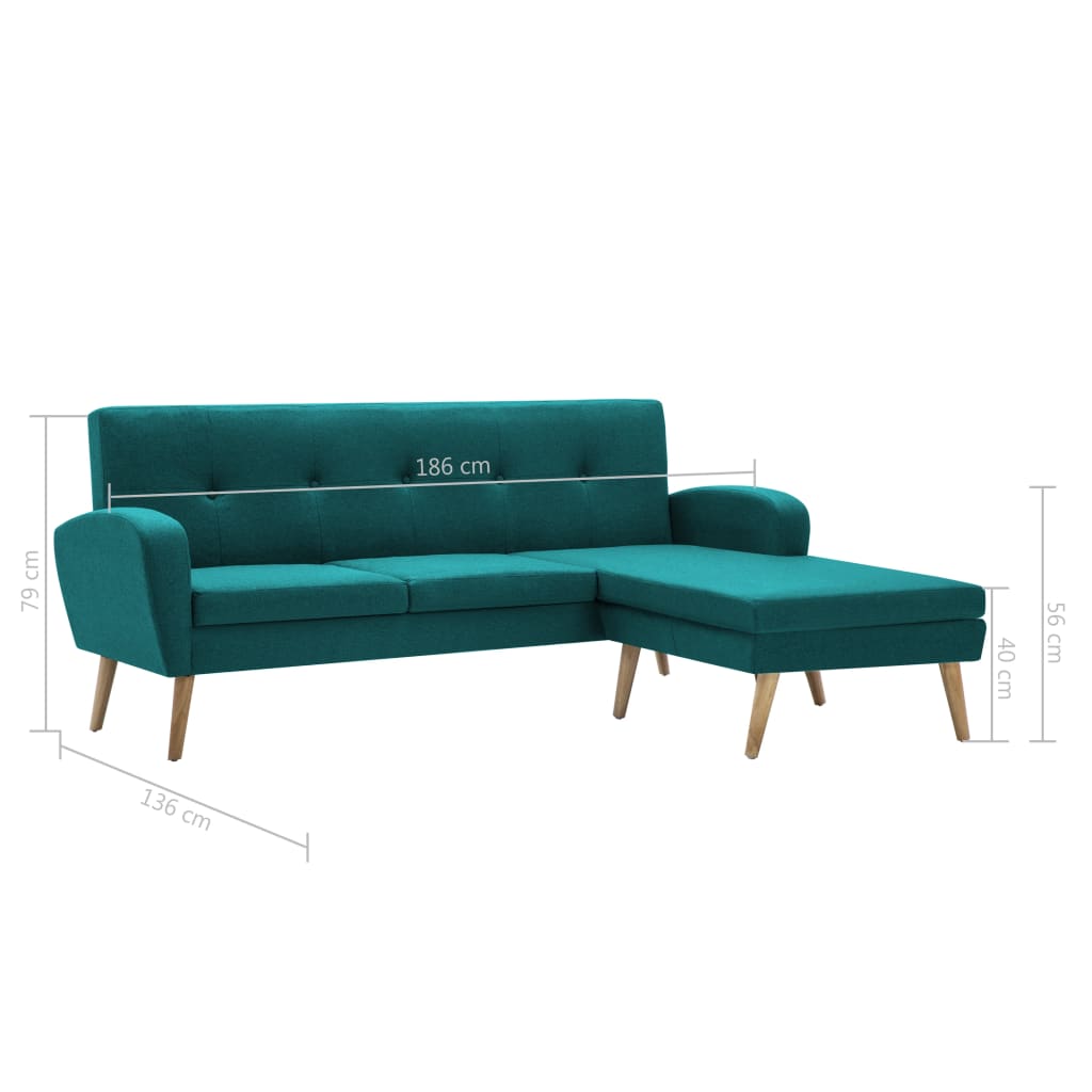 Divano a L con Rivestimento in Tessuto 186x136x79 cm Verde