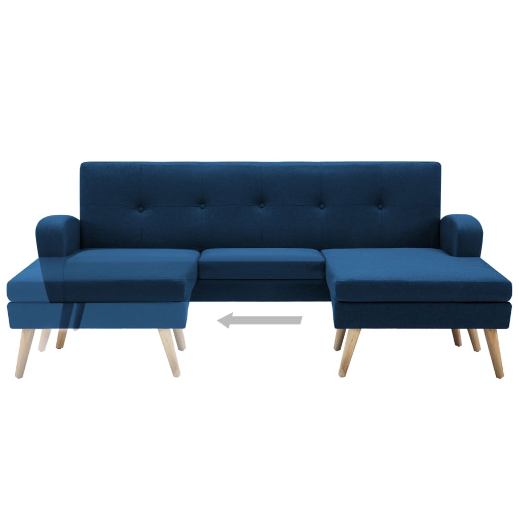 Divano a L con Rivestimento in Tessuto 186x136x79 cm Blu