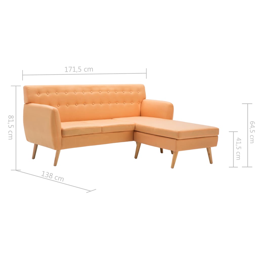 Divano a L Rivestito in Tessuto 171,5x138x81,5 cm Arancione | homemem39