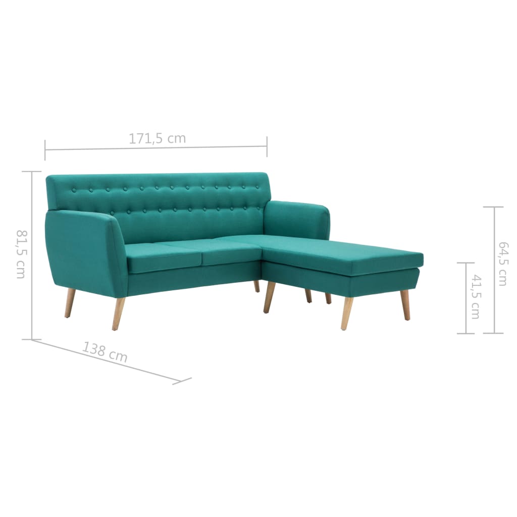 Divano a L Rivestito in Tessuto 171,5x138x81,5 cm Verde
