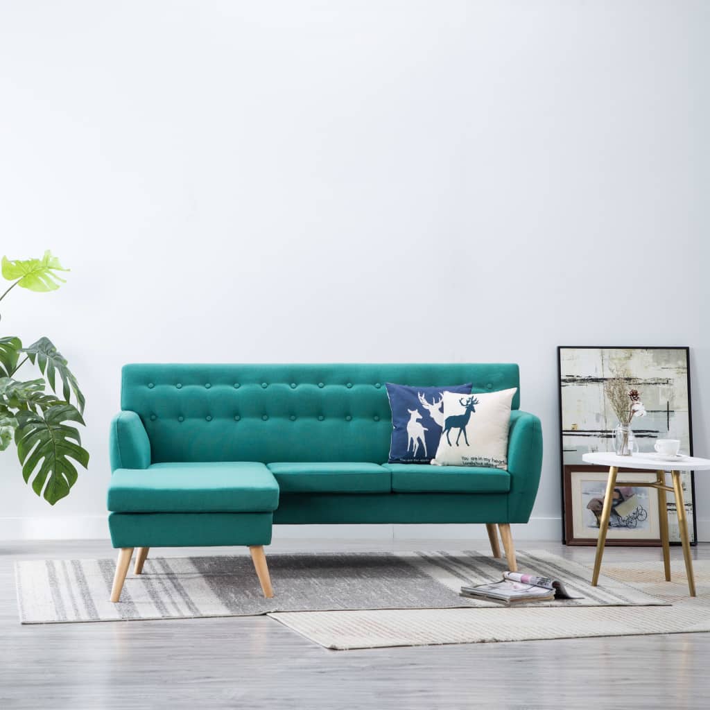 Divano a L Rivestito in Tessuto 171,5x138x81,5 cm Verde