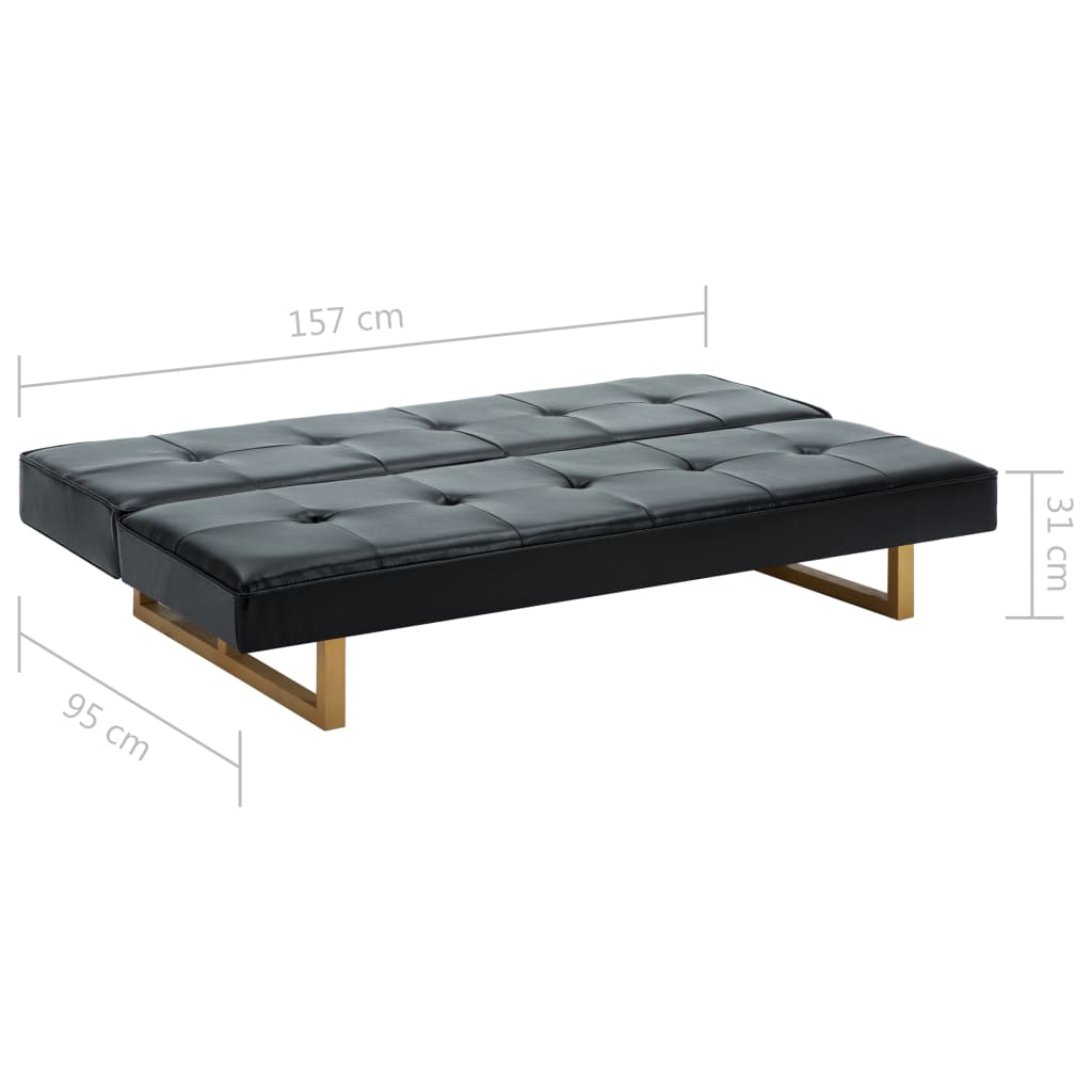 Divano Letto in Similpelle Nero