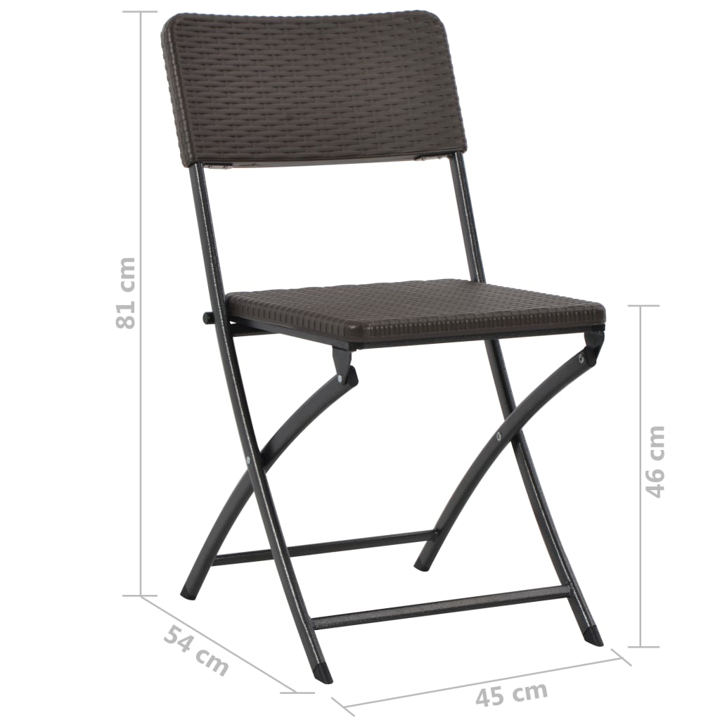 Sedie da Giardino Pieghevoli 4 pz in HDPE e Acciaio Marroni | homemem39