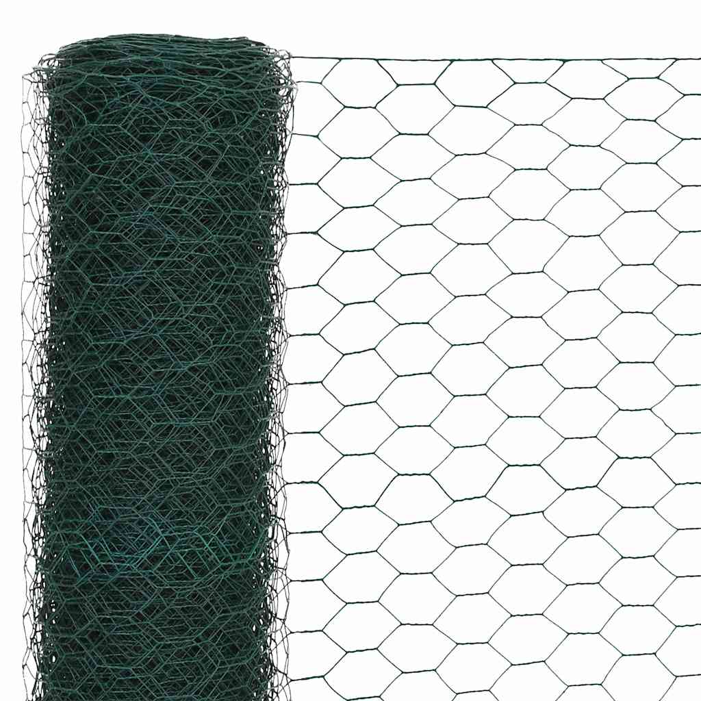 Recinzione in Rete per Pollaio in Acciaio e PVC 25x1,2 m Verde | homemem39