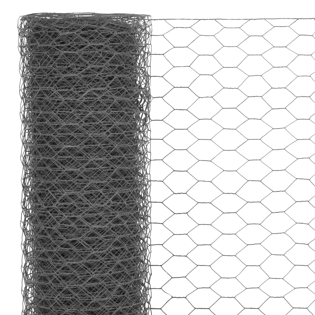 Recinzione in Rete per Pollaio in Acciaio e PVC 25x0,75m Grigia | homemem39