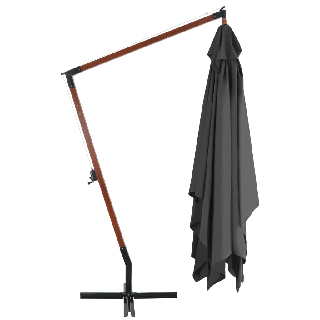 Ombrellone a Sbalzo con Palo in Legno 400x300 cm Antracite - homemem39