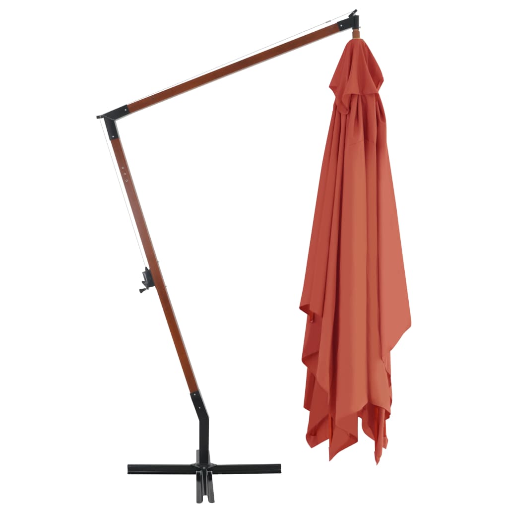 Ombrellone a Sbalzo con Palo in Legno 400x300 cm Terracotta - homemem39