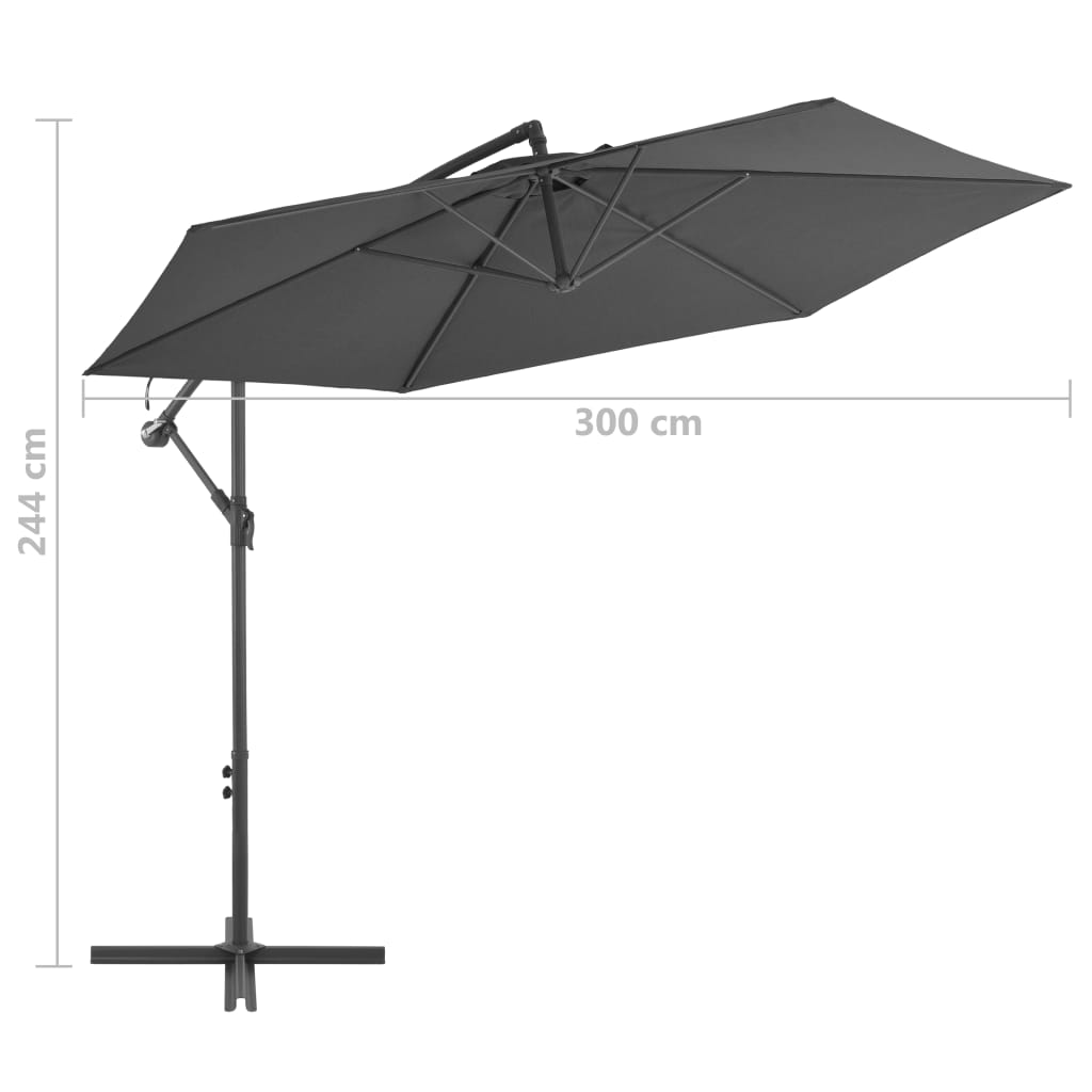 Ombrellone a Sbalzo Palo in Alluminio 300 cm Antracite - homemem39