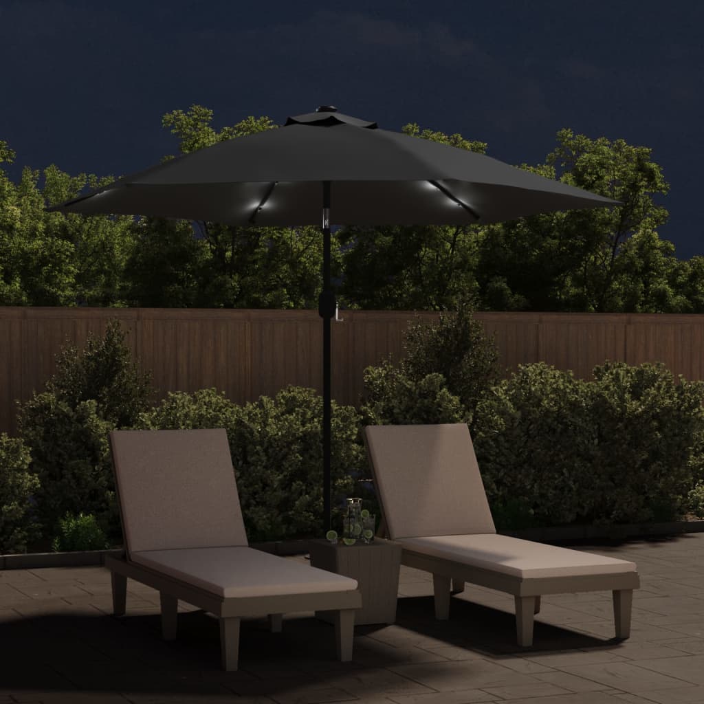Ombrellone da Esterni con LED e Palo in Acciaio 300cm Antracite - homemem39