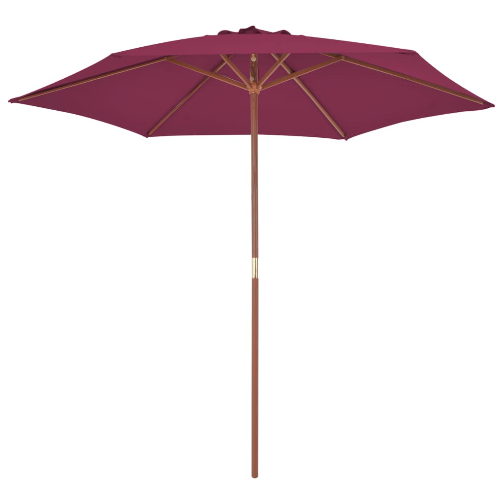 Ombrellone da Esterni con Palo in Legno 270 cm Rosso Bordeaux - homemem39
