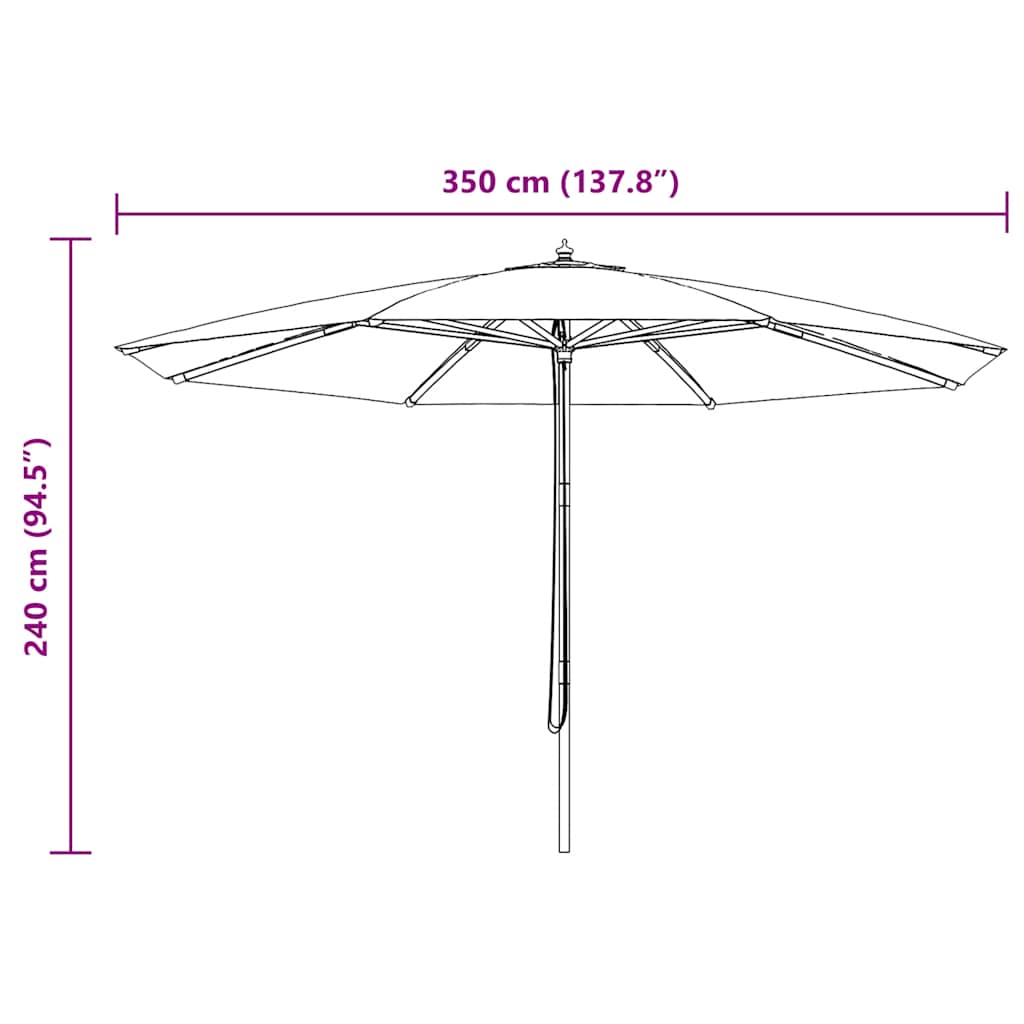 Ombrellone da Esterni con Palo in Legno 350 cm Bianco Sabbia | homemem39