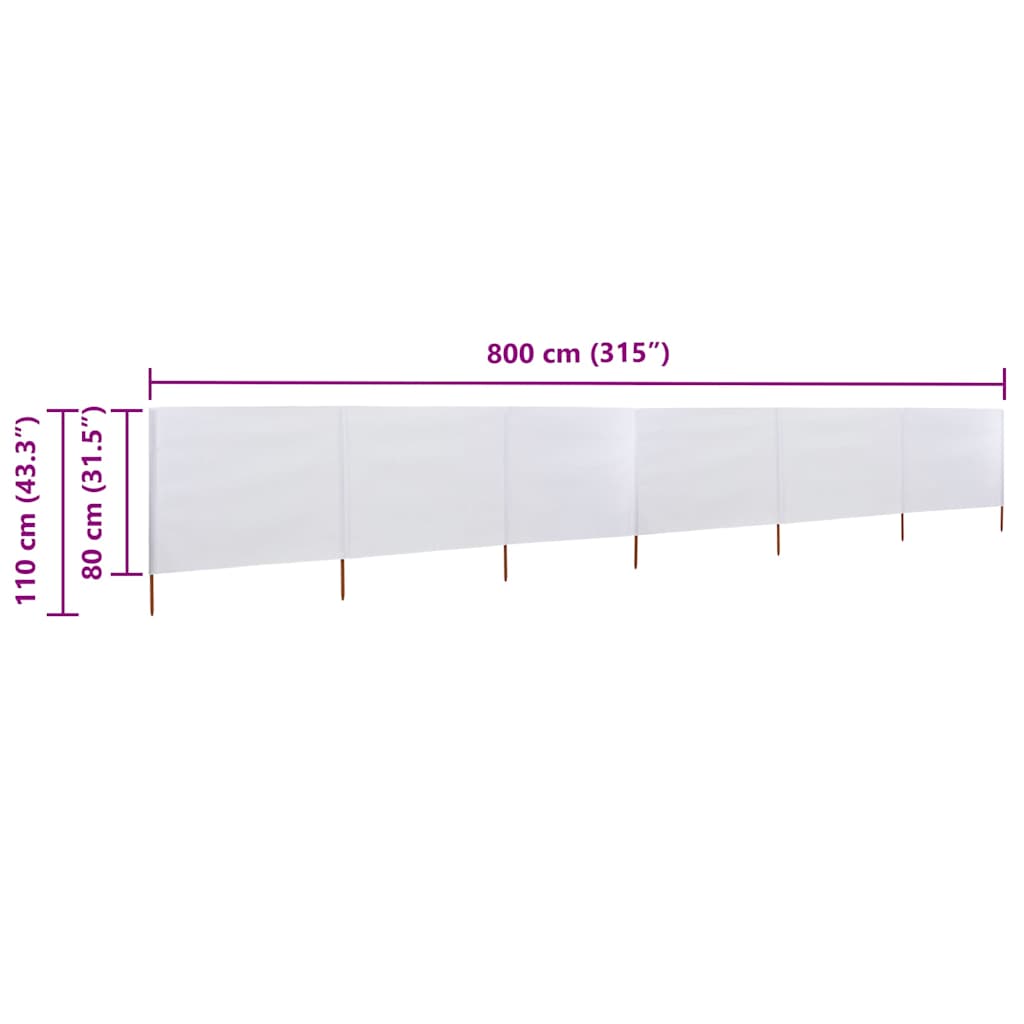 Paravento a 6 Pannelli in Tessuto 800x80cm Bianco - homemem39