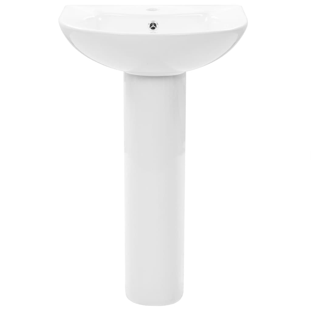 Lavandino a Colonna in Ceramica Bianca 520x440x190 mm - homemem39