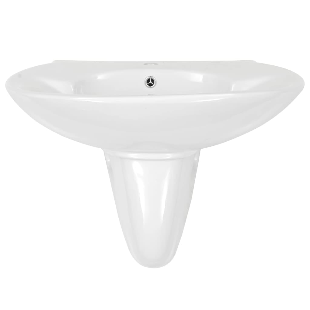 Lavabo a Parete in Ceramica Bianco 690x520x210 mm