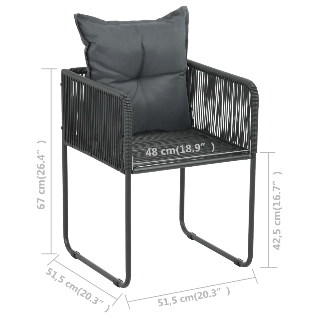 Sedie da Esterno 2 pz con Cuscini in Polyrattan Nere | homemem39
