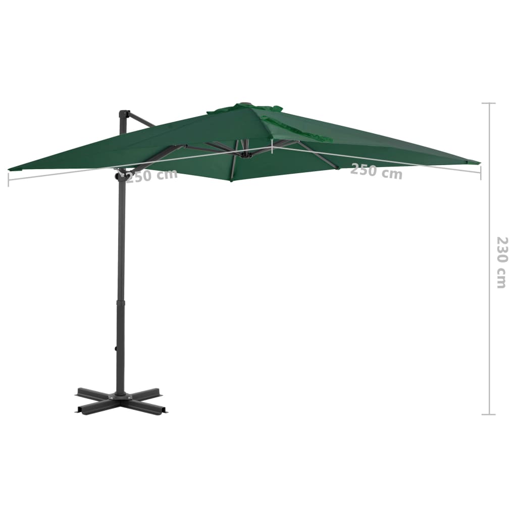Ombrellone a Sbalzo con Palo in Alluminio 250x250 cm Verde - homemem39
