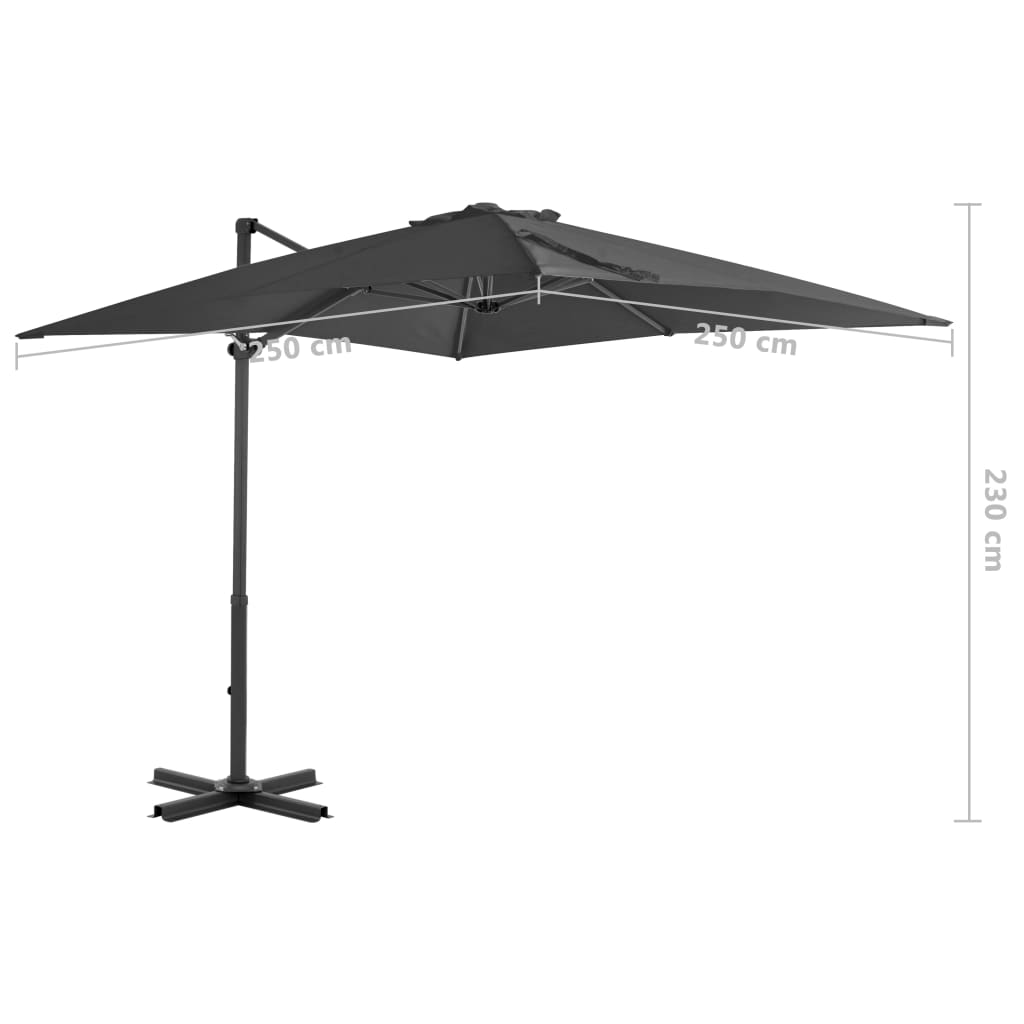 Ombrellone a Sbalzo con Palo in Alluminio 250x250 cm Antracite - homemem39
