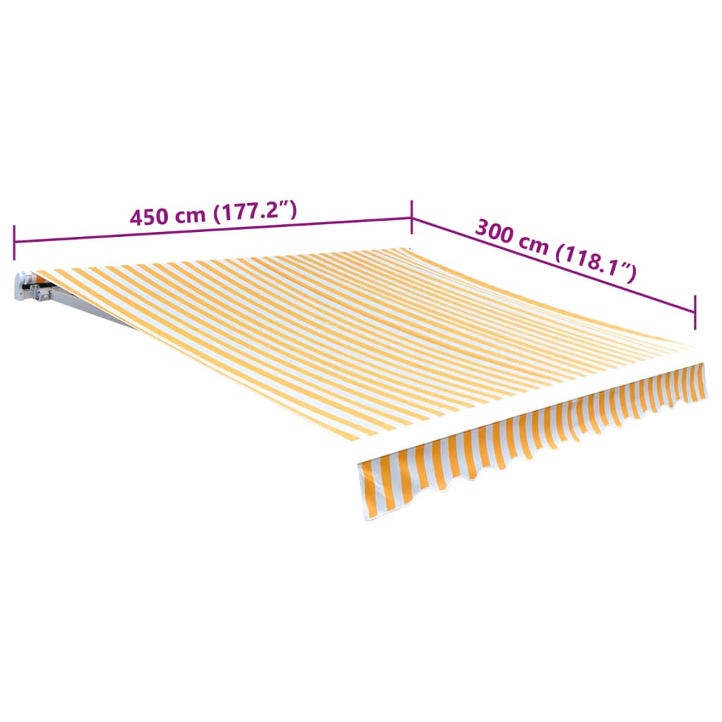 Tendone Parasole in Tela Arancione e Bianco 450x300 cm - homemem39