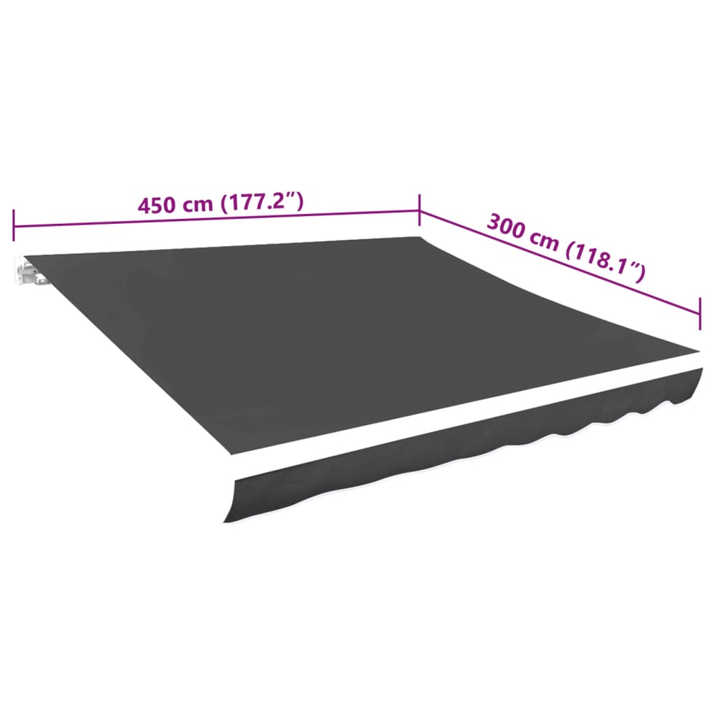 Tessuto di Ricambio per Tenda da Sole Grigio 4,5x3 m Poliestere | homemem39