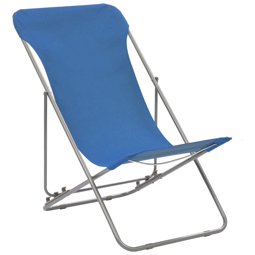 Sedie da Spiaggia Pieghevoli 2 pz Acciaio e Tessuto Oxford Blu - homemem39