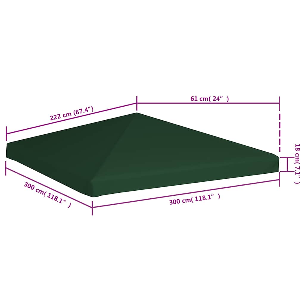 Copertura Superiore per Gazebo 310 g/m² 3x3 m Verde - homemem39