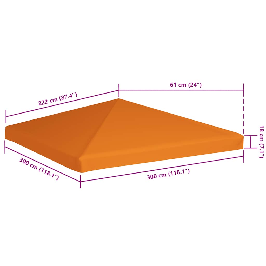 Copertura Superiore per Gazebo 310 g/m² 3x3 m Arancione | homemem39