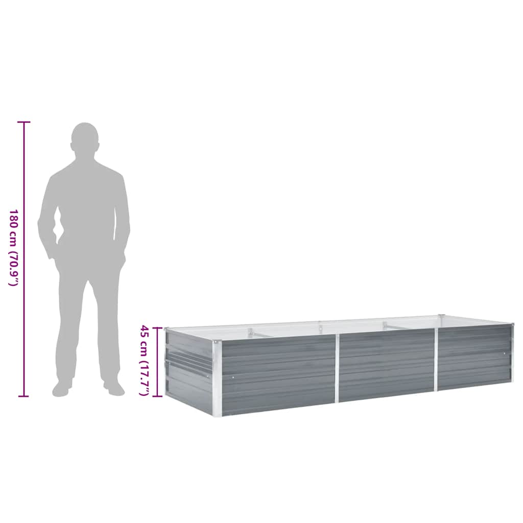 Letto Rialzato Giardino in Acciaio Zincato 240x80x45 cm Grigio