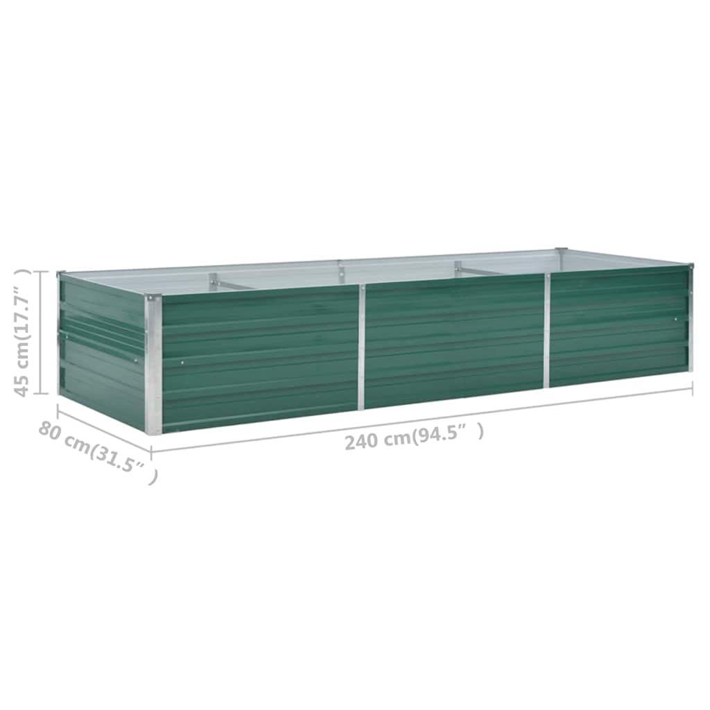 Letto Rialzato Giardino in Acciaio Zincato 240x80x45 cm Verde | homemem39
