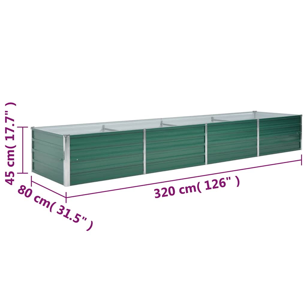 Letto Rialzato Giardino in Acciaio Zincato 320x80x45 cm Verde | homemem39
