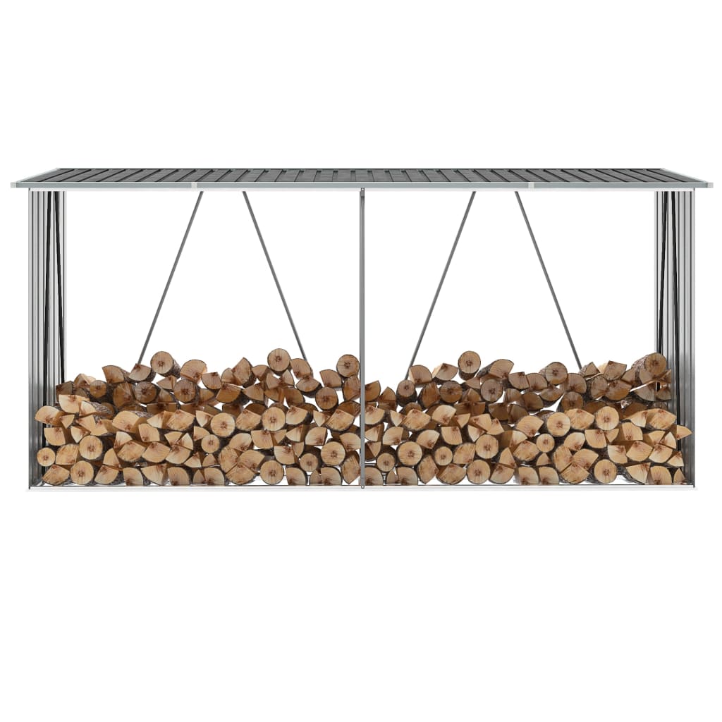 Capannone da Giardino in Acciaio Zincato 330x84x152cm Grigio - homemem39