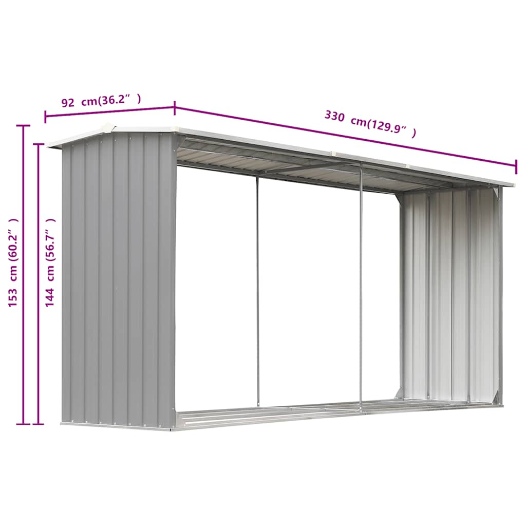 Capannone da Giardino in Acciaio Zincato 330x92x153cm Grigio