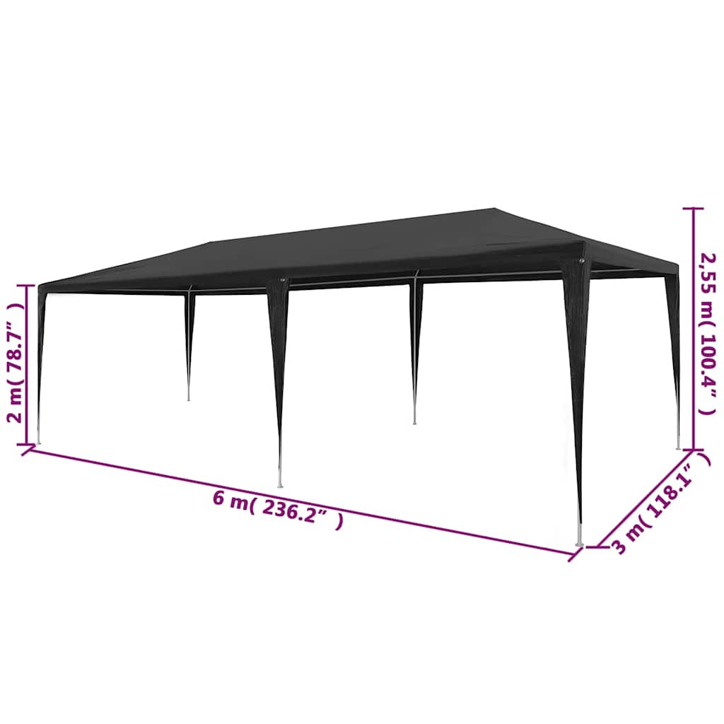Tenda per Feste 3x6 m in PE Antracite | homemem39