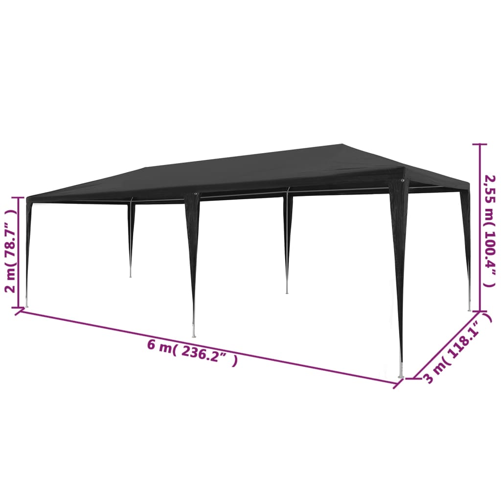 Tenda per Feste 3x6 m in PE Antracite - homemem39