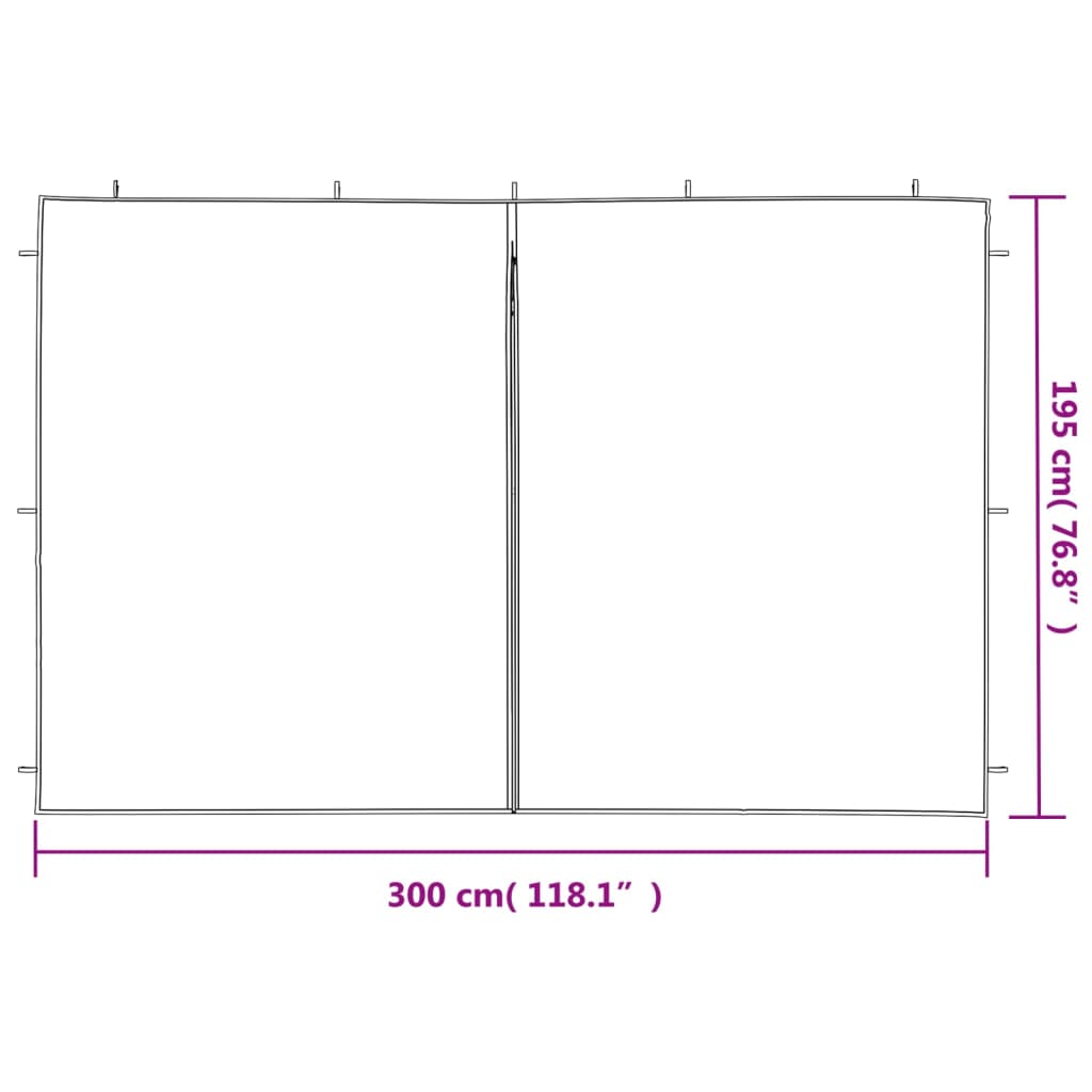 Parete per Tendostruttura in PE 2 pz con Zip Verde | homemem39