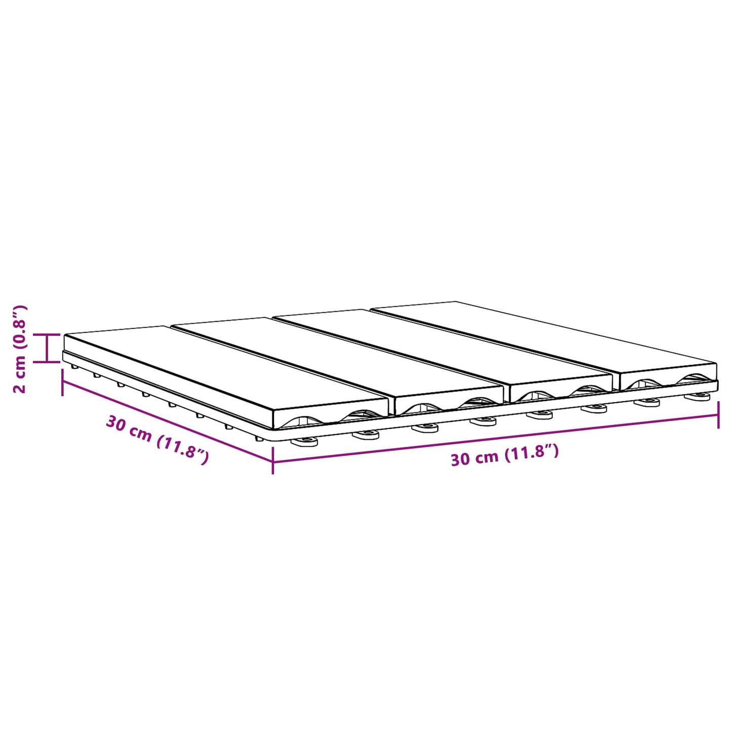 Piastrella per Decking Design 3D 11 pcs Nero 30 x 30 cm WPC