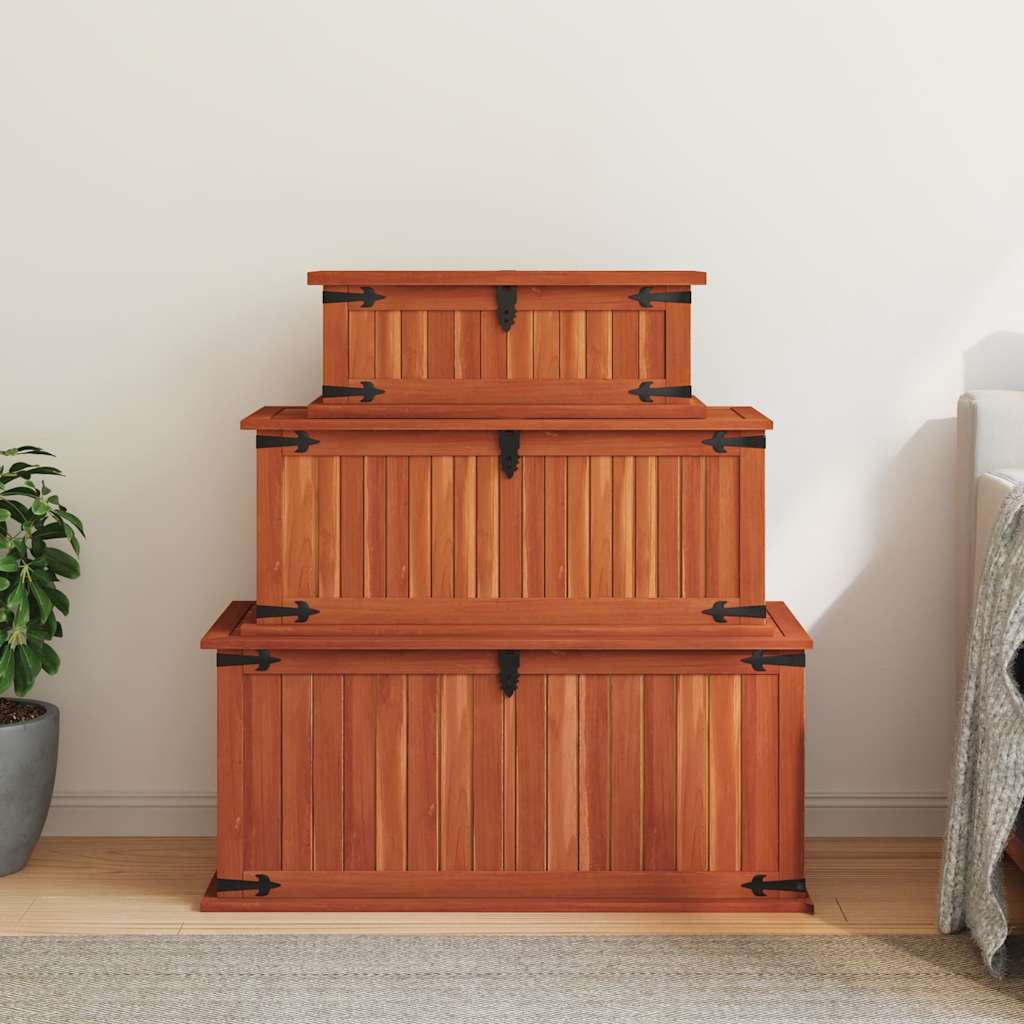 Cassapanche 3 pz in Legno Massello di Acacia - homemem39