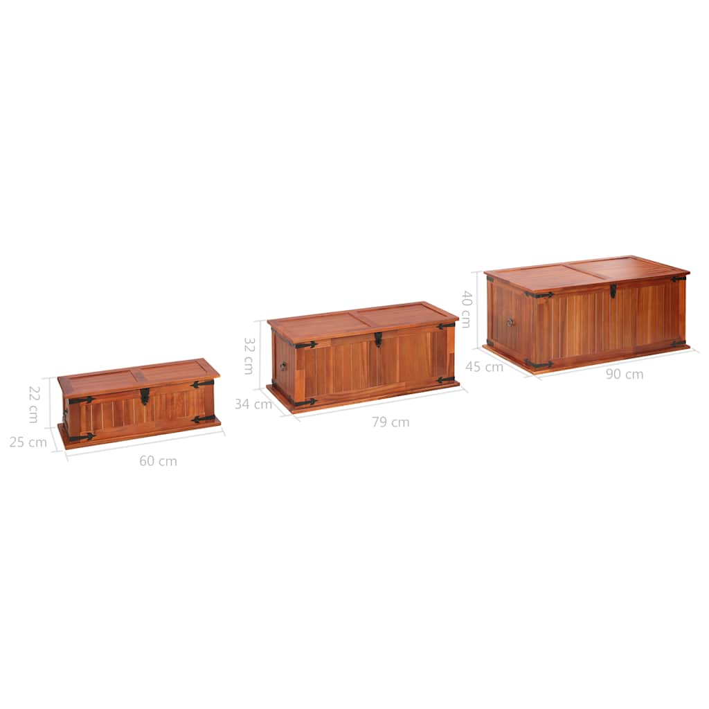 Cassapanche 3 pz in Legno Massello di Acacia | homemem39