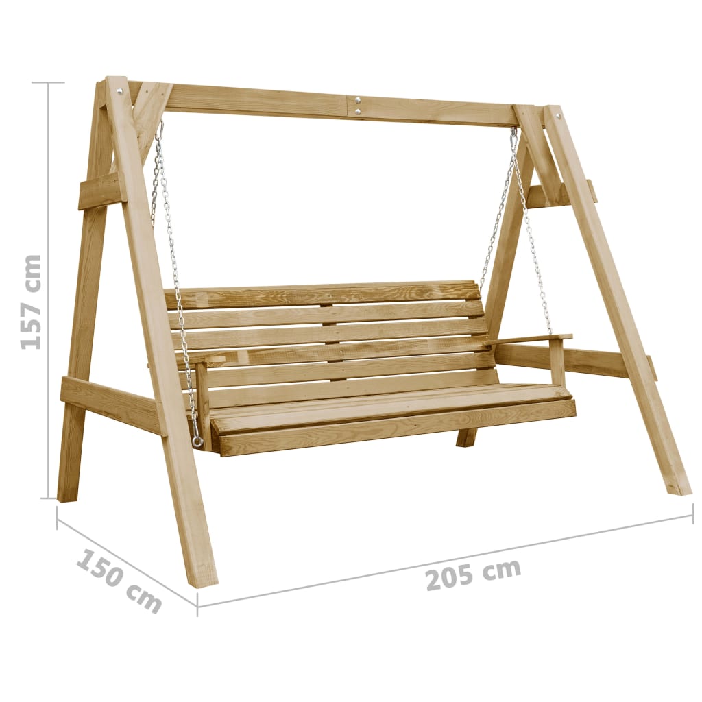 Panca a Dondolo da Giardino in Pino Impregnato 205x150x157 cm - homemem39