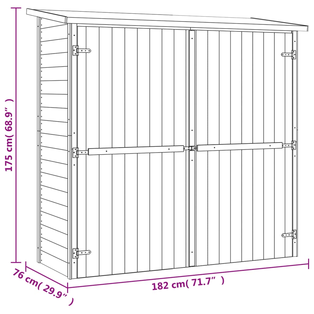 Capanno Attrezzi da Giardino in Pino Impregnato 182x76x175 cm