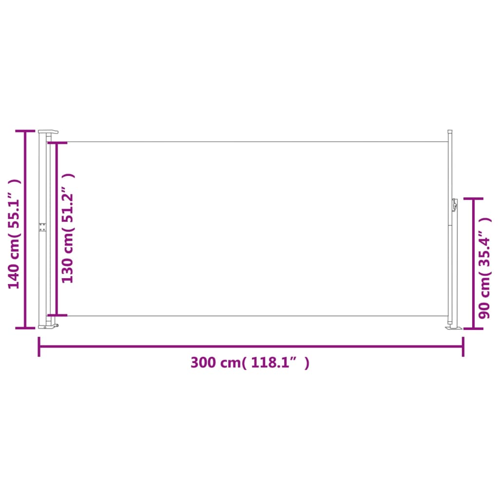Tenda da Sole Laterale Retrattile 140 x 300 cm Rossa - homemem39