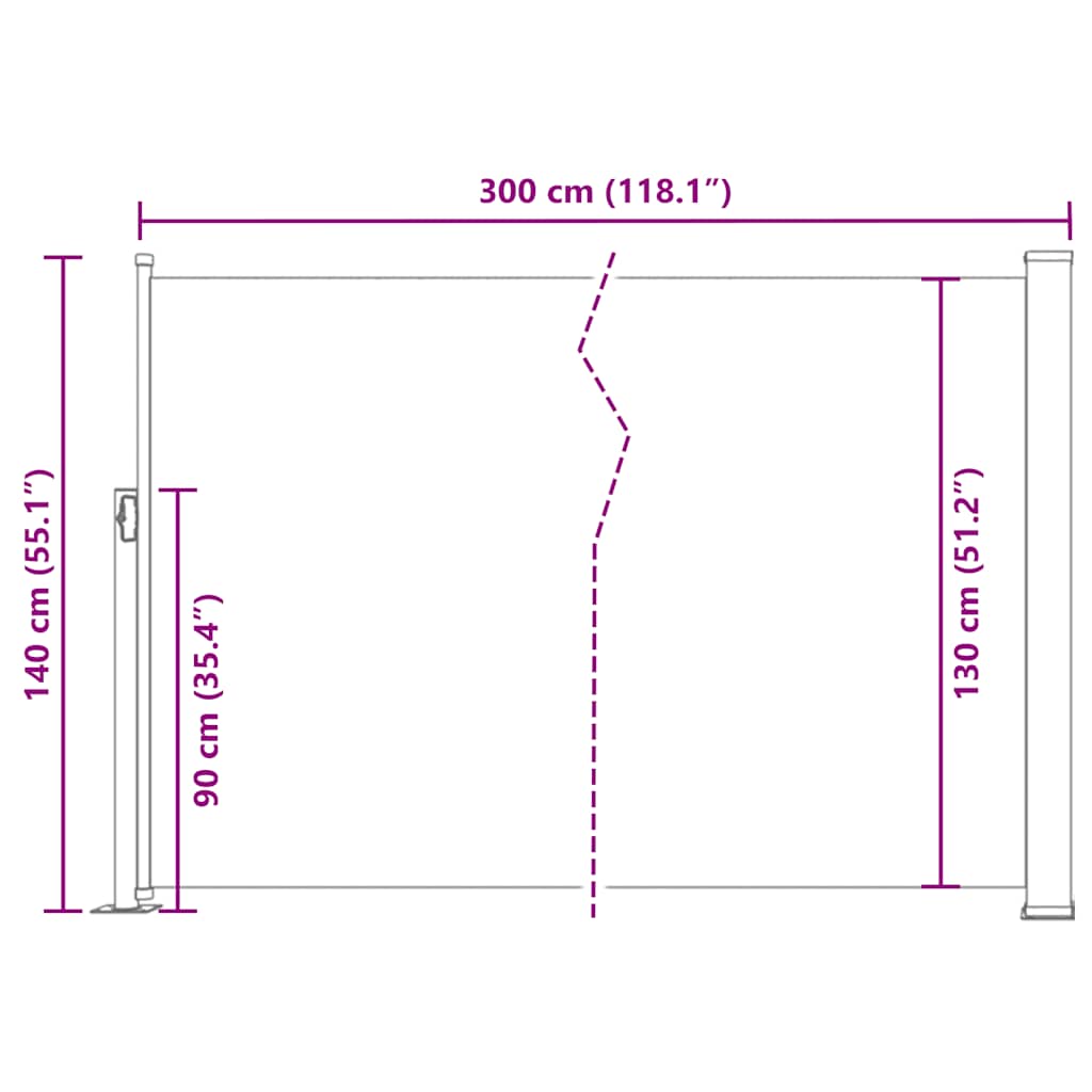 Tenda da Sole Laterale Retrattile 140 x 300 cm Rossa - homemem39