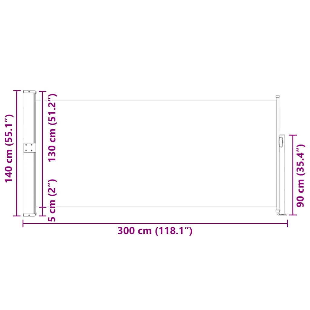 Tenda da Sole Laterale Retrattile 140 x 300 cm Marrone