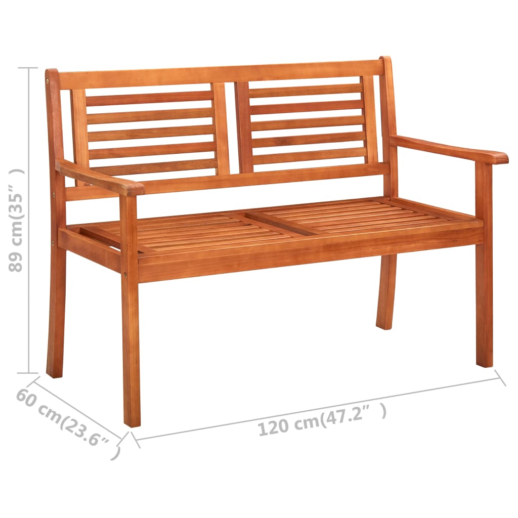 Panchina da Giardino 2 Posti 120 cm Legno Massello di Eucalipto - homemem39